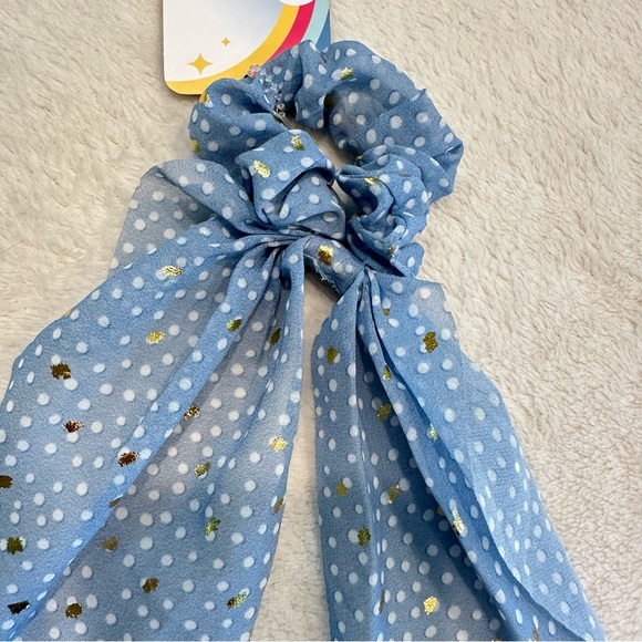 NWT Marta Scrunchie Bow Blue Sparkle Hair Tie - Picture 3 of 8